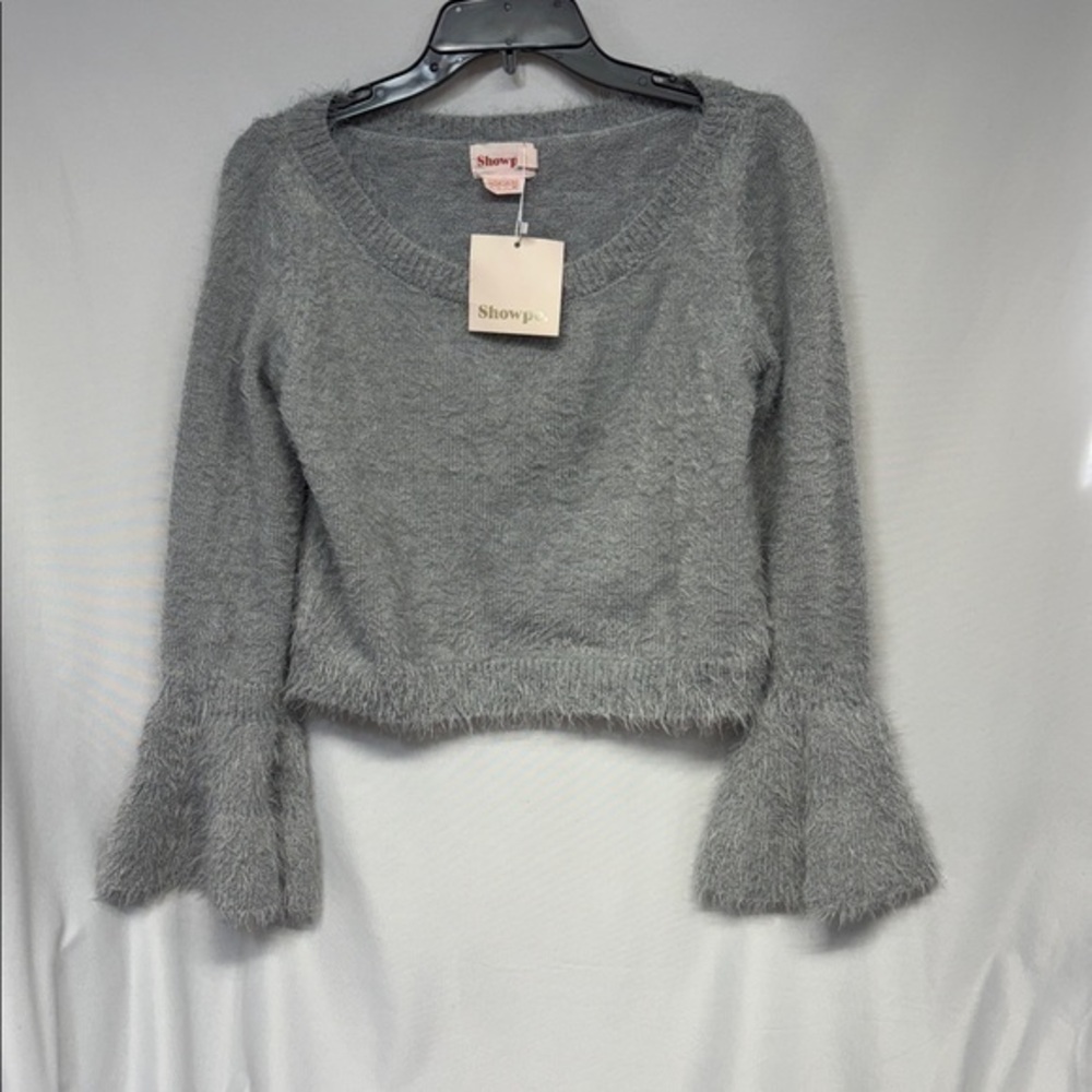 Showpo whats a girl to do knit Gray Fluffy Bell long Sleeve Sweater size 2